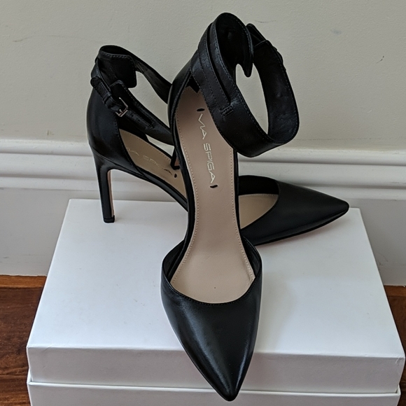 Via Spiga size 8 1/2 blk leather ankle strap hee - Picture 2 of 7